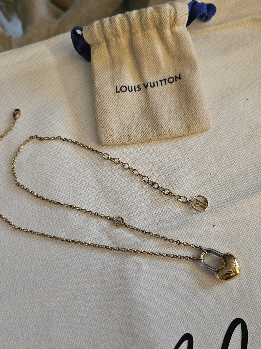 Louis Vuitton Gold & Silver Heart Padlock Necklace